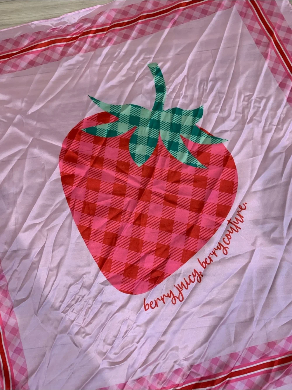 Juicy Couture Pink Strawberry Graphic Square Scarf 2ft 10inches x 2ft 10inches